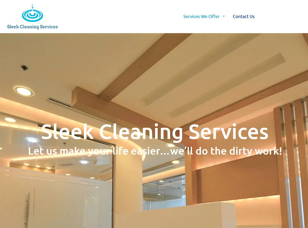 A screenshot of the website offering cleaning services in Canberra
